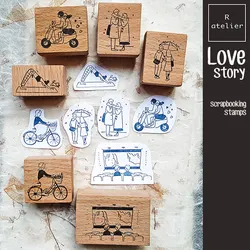 Stamp Kawaii Scrapbooking Girl Love Life 6 Types Diary Decoration Cute Wooden Stamps