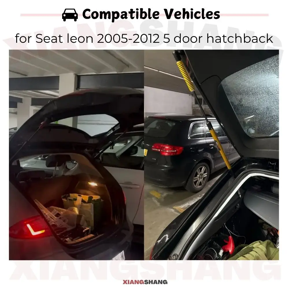 Automatyczne rozpórki klapy bagażnika do Seat Leon 2005-2012 5-drzwiowy hatchback 500mm 500N, automatyczne otwieranie, podnośniki gazowe ze sprężynami.