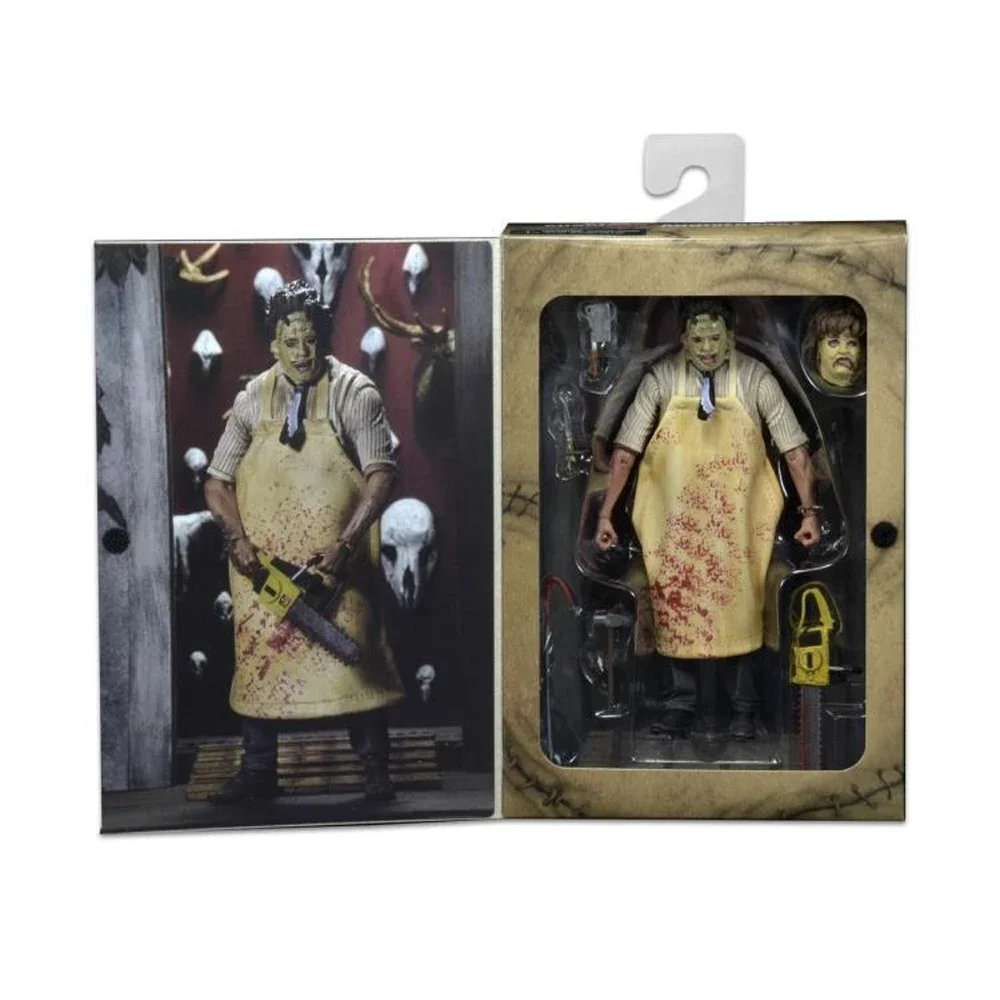 NECA Texas Chainsaw Murderer Fur Face Leather Face 40th Anniversary Edition Terror Handmade Doll Model Halloween Gift