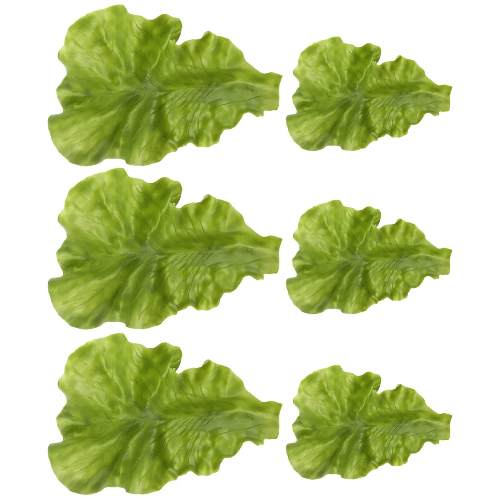 6 Pcs Vegetables Simulated Lifelike Lettuce Adornment Simulation Leaf Models Small Fake Green Photo Props