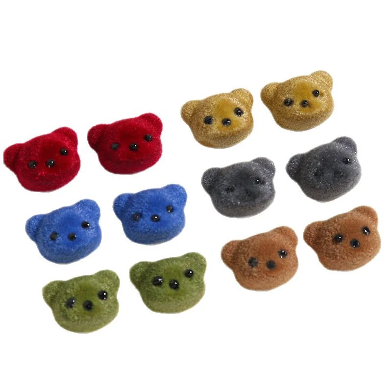 

New arrived 100pcs/lot color print animals cartoon bears heads shape resin cabochon beads diy jewelry garment hair accessory