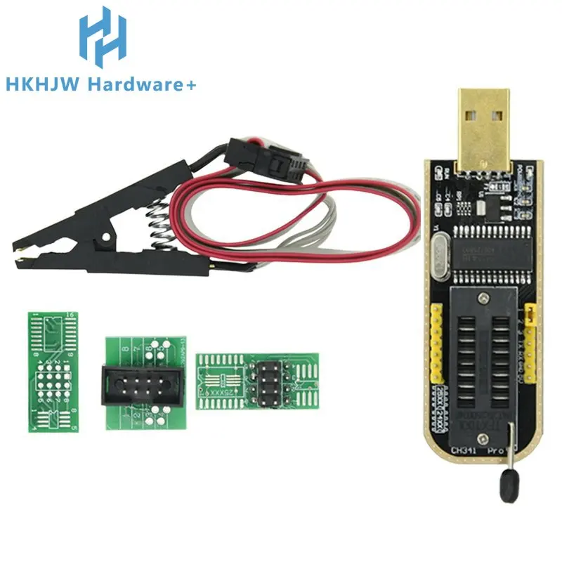 CH341A 24 25 Series EEPROM Flash BIOS USB Programmer Module + SOIC8 SOP8 Test Clip For EEPROM 93CXX / 25CXX / 24CXX