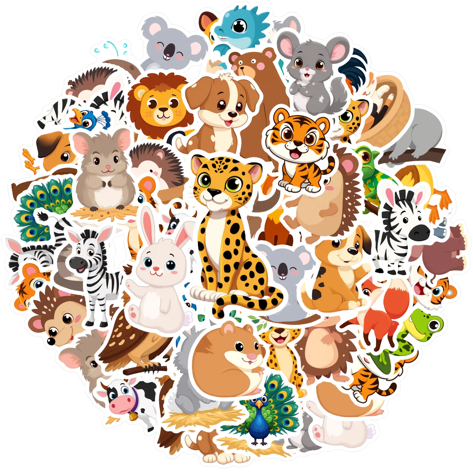 35pcs-50pcs Playful Cute Stickers Cute Animal Teacher Reward Stickers PVC Stickers For DIY Phone Laptop Scrapbook Bike Notebook