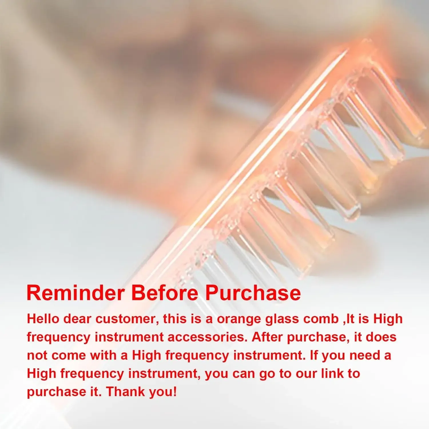 Varita de electrodo de alta frecuencia: tubo de vidrio de repuesto para máquinas faciales con punta de seta, accesorios de peine transparente, varita única