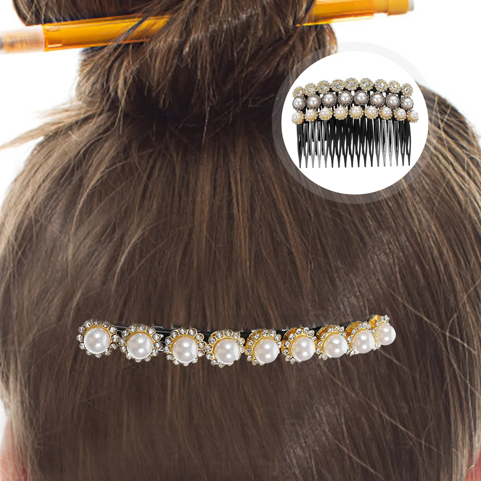 

3Pcs Women Hair Combs Pearl and Rhinestone Side Comb All Match Hairstyle Fixer for Wedding Birthday Dance Party Accessory