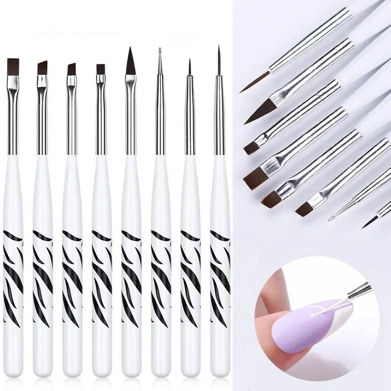 Nail Art Brush Ombre Brushes UV Gel Nail Polish Brush Painting Drawing Carving Pen Set For Manicure DIY Design Tools