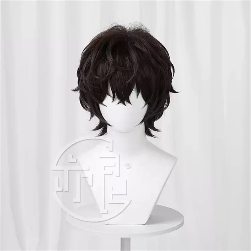 High Quality Dazai Osamu Cosplay Wig Short Dark Brown Heat Resistant Synthetic Hair Halloween Costume Party Role Play Wigs