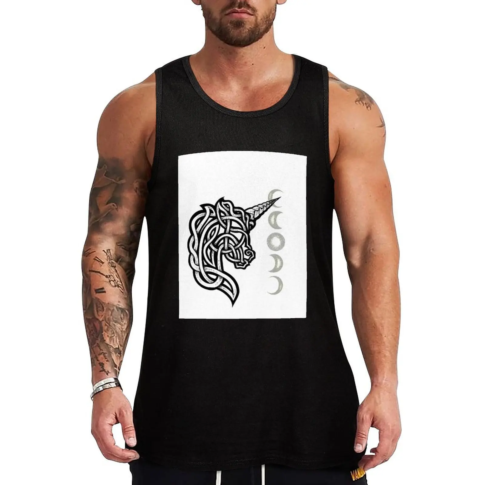 

Unicorn Celtic Knot Dotwork Tank Top gym shirt men sleeveless shirt man
