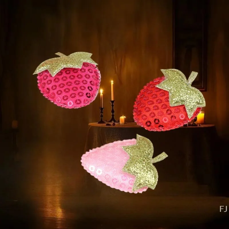 

[YU]20Pcs Sequined Strawberry Patch Sewing Appliqued Sew On Clothes Decoration For DIY Hiarpin Accessories