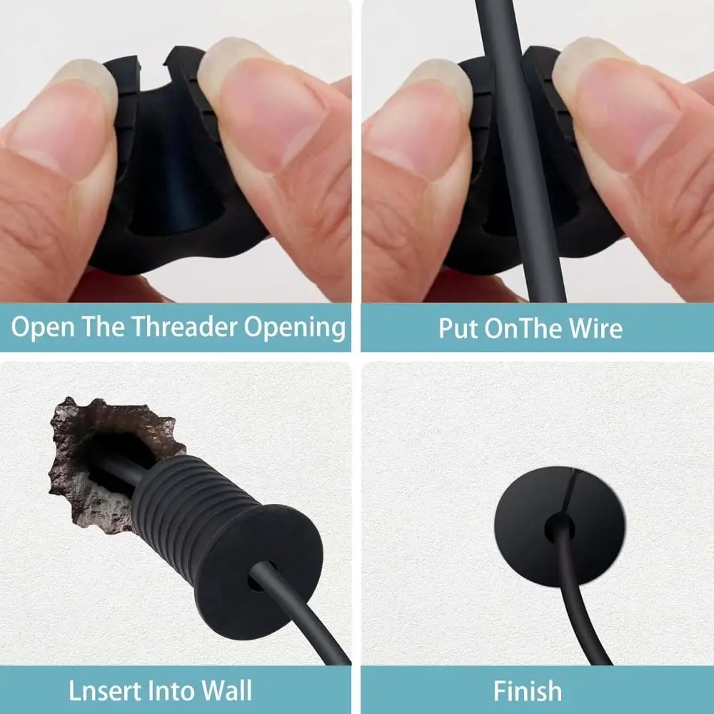4pcs Silicone Wall Grommets Threaded Non-slip Wall Hole Cover Wall Mount Cable Grommets for Starlink Wall Cable Management