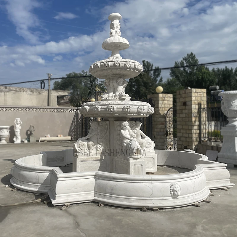 European-style Outdoor Landscape Fountain with Marble Carving Garden  Sculpture Deposit Only