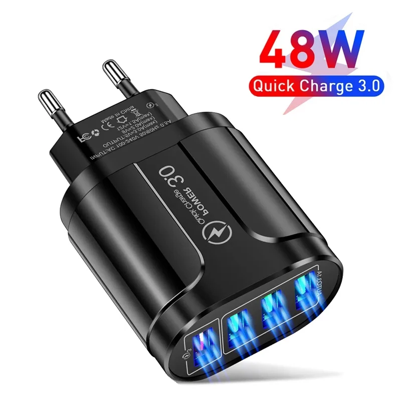 USB-Ladegerät Quick Charge 3.0 Schnellladung 4-Port-Wand-USB-Ladegerät Telefon-Adapter für iPhone Huawei EU-Stecker US-Stecker Wandladegerät