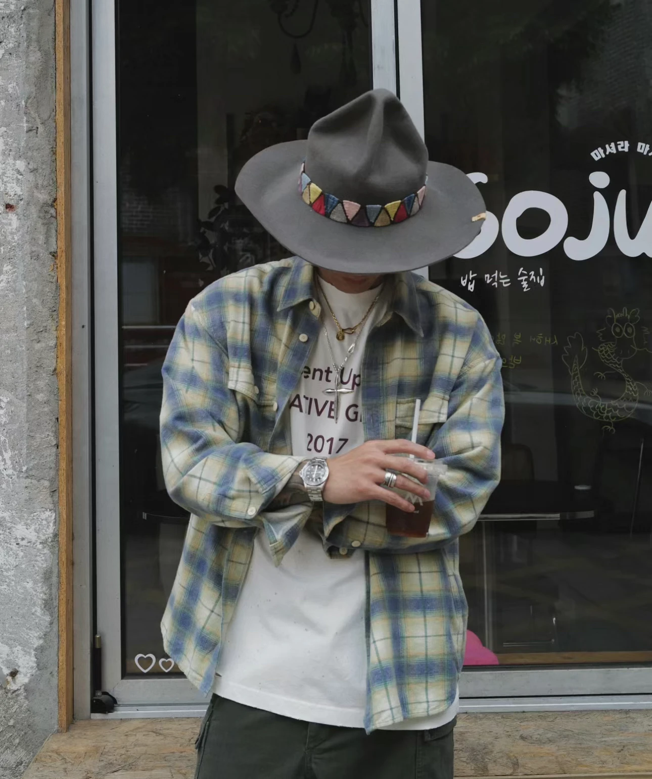 Camisa de Manga Larga Visvim Kofufione Khadi Check, Corte Holgado, Juvenil, Mezcla de Algodón y Lino, Estampado Clásico a Cua...