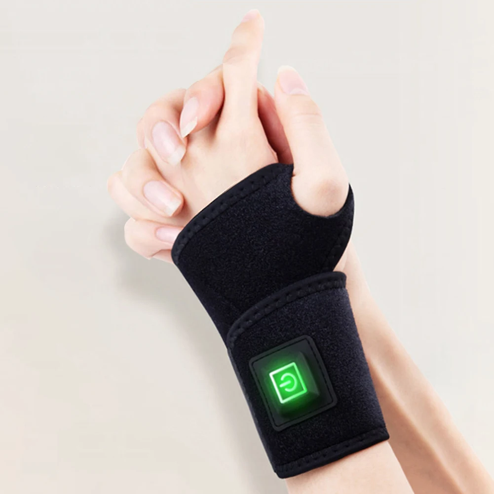 Electric Heated Wrist Support Brace USB Charging Heated Wrist Brace Wrap 3 Level Temperature for Injury Rheumatism Tendonitis