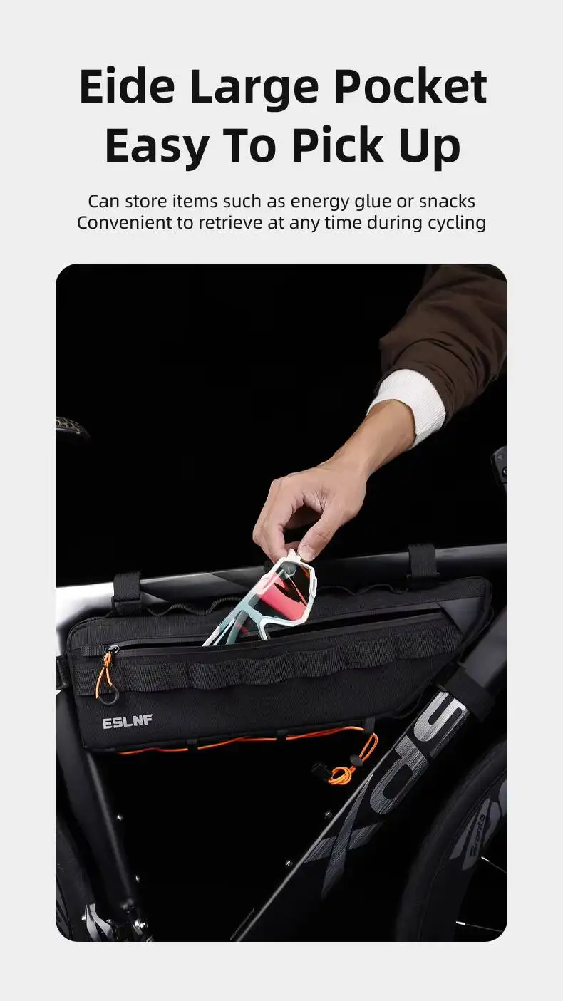 ESLNF Fahrrad-Oberrohrtasche für Fahrräder, große Kapazität, stabile Befestigung, langlebige, wasserdichte Innentaschen für Werkzeuge, Telefone – Detail 5