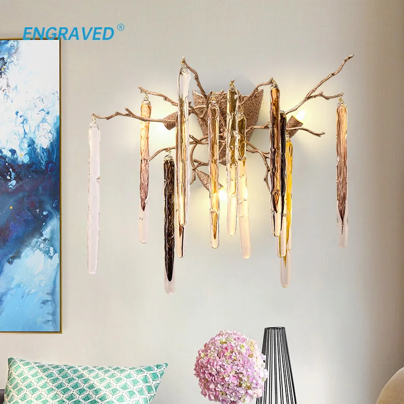 

Art Fan All Copper Multicolour Crystal Living Room Wall Light Original Vintage Dining Room Simple Hallway Northern Europe Light