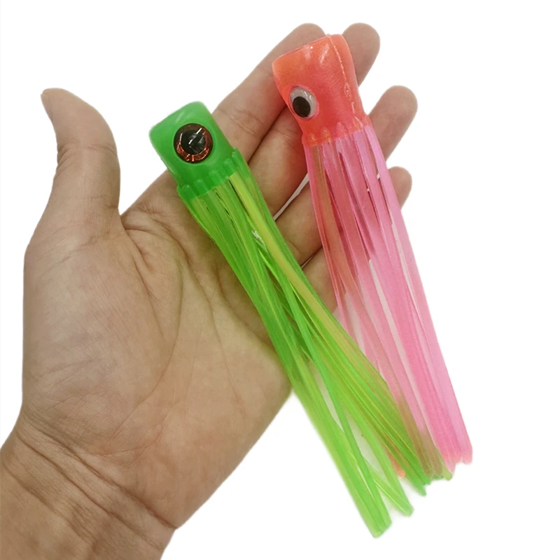 Pesca de curricán, anzuelo de plástico suave de 6 pulgadas, señuelo de pulpo, aparejos de pesca de agua salada, accesorios de teaser marlin, curricán