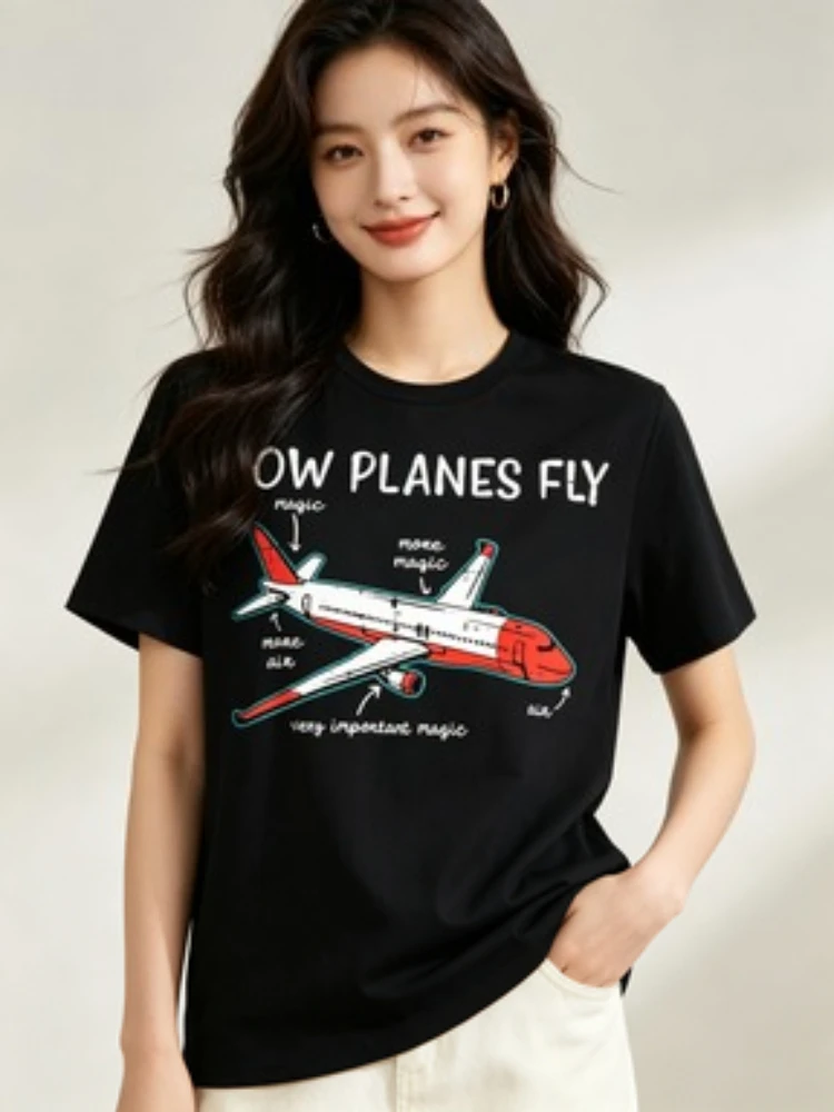 Aircraft Mechanics, How To Fly, Fun Aviation-themed Women's T-shirts, Streetwear Women's Tops Graphic T Shirts Summer Streetwear