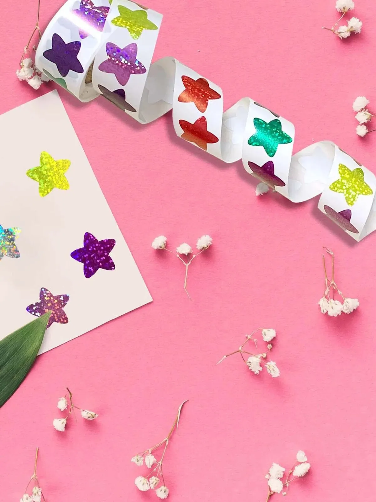 500 stiker Venus holografis Per rol-sempurna untuk hadiah anak-anak stiker Laser kerajinan dinding dan perlengkapan kelas