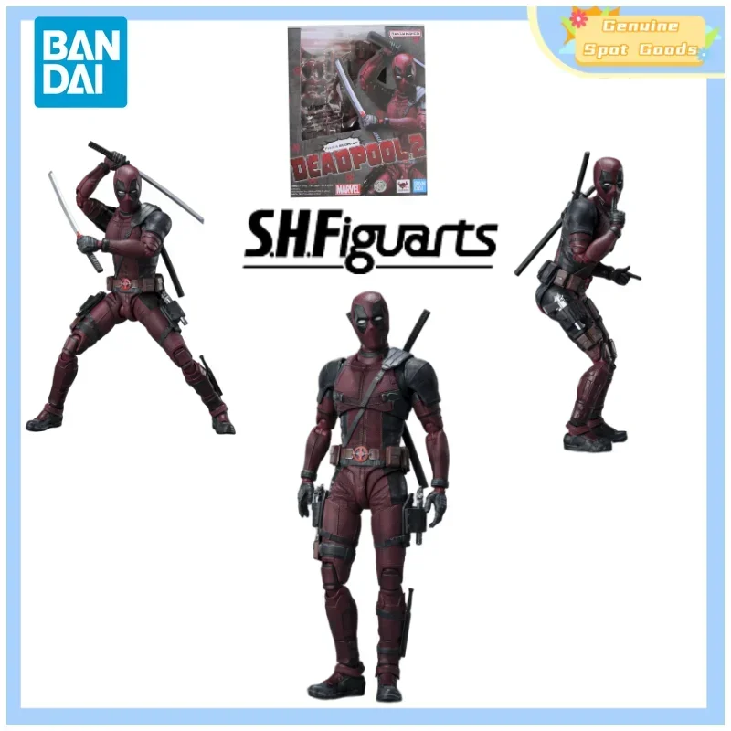 Genuine Bandai Marvel Deadpool 2 SHF Anime Action Figures Joints Movable Model Figure Toy Collectible Gift for Toys Hobbies Kids