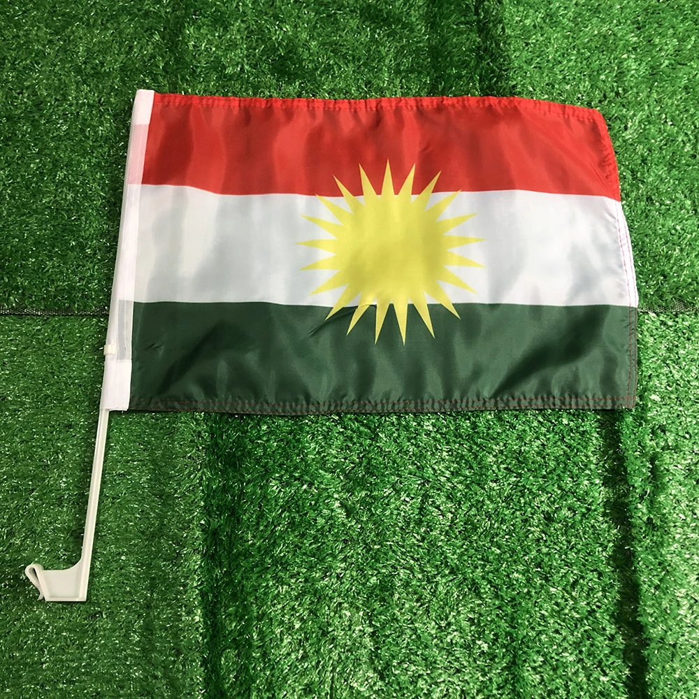 CUSTOM FLAG 30*45cm Kurdish car flag kurdistan car waving Flag National Flag standard-bearer waving flag with plastic flagpole