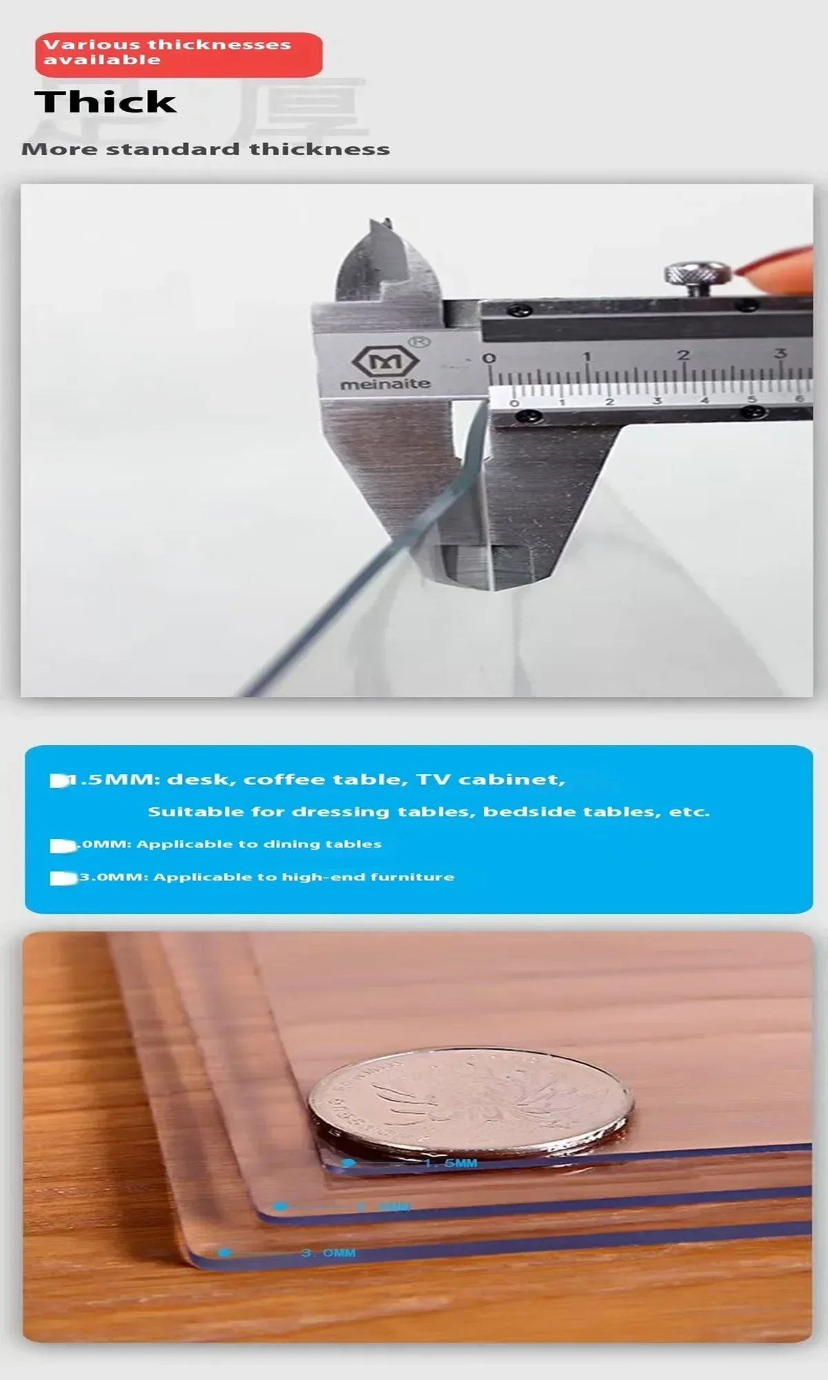 

Clear PVC Desk Protector 5mm Clear Table Protector Non-Slip Easy To Clean Desk Protector Mat Clea