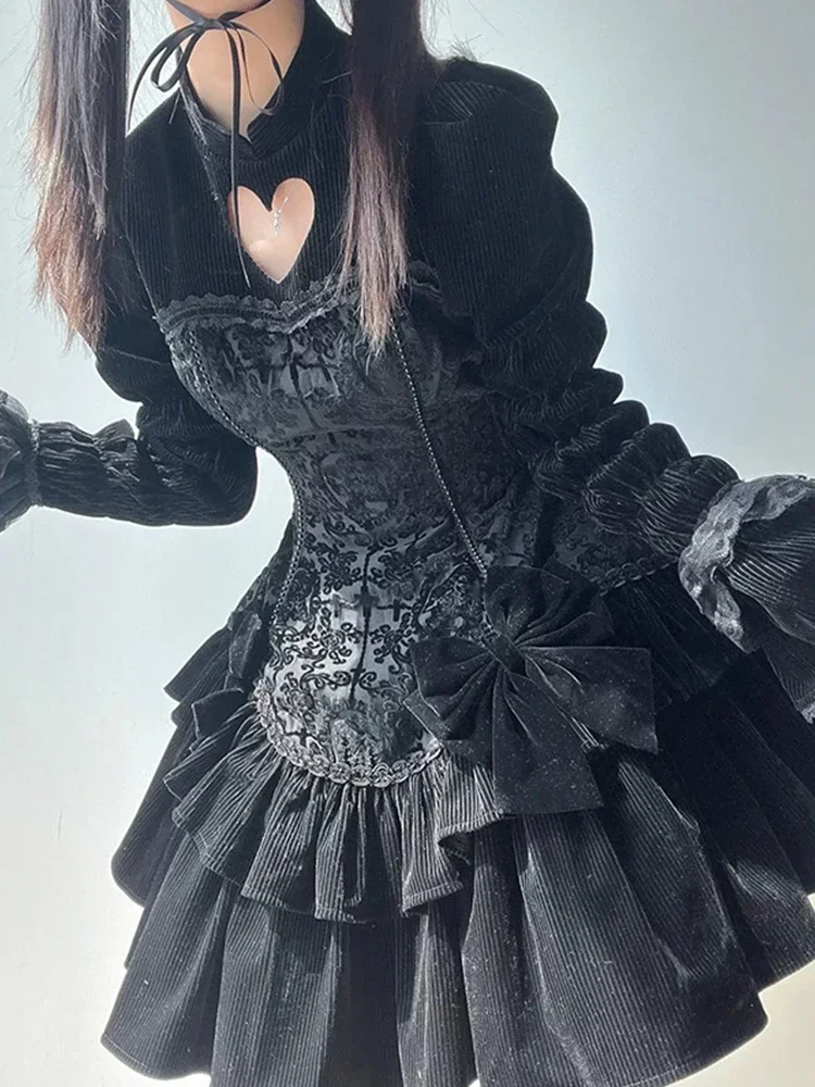 Robe de Flocage Lolita Gothique Sombre, OP, Amissié, Doux, Cool, Lapin, Princesse d'Halloween