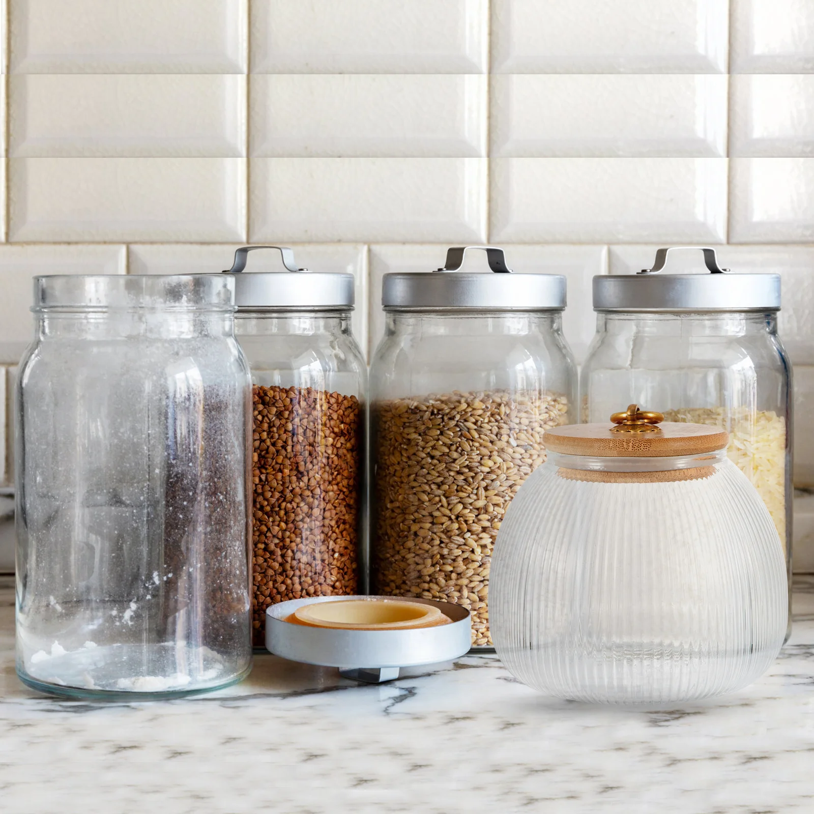 

1Pcs Clear Storage Container Premium Sealing Food Box for Cereals Granola Tea Coffee Beans Kitchen Pantry Dry Goods Organization