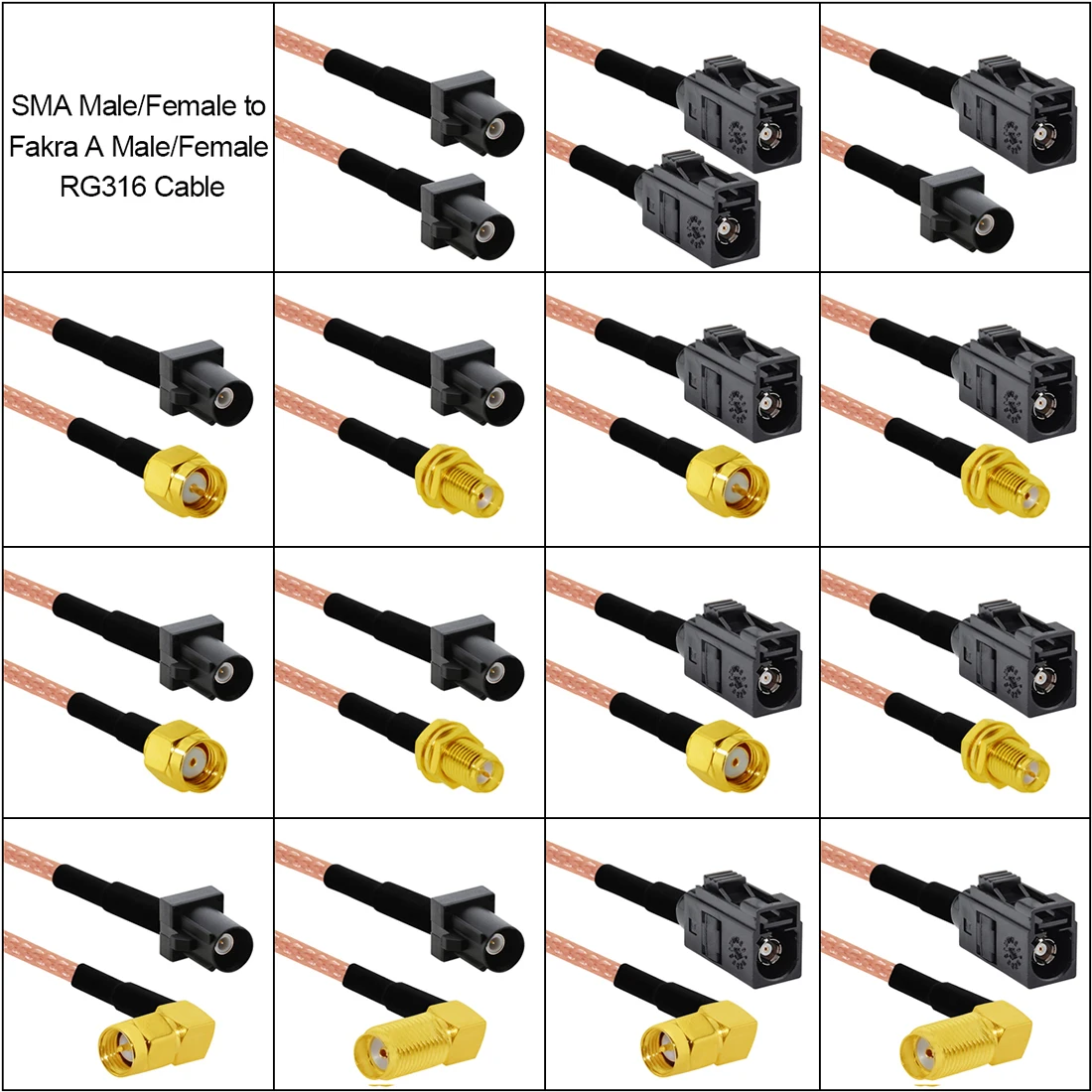 Fakra A Type Male Female Purple to SMA Plug Jack Pigtail Cable Adapter RG316 15cm Wholesale NEW for GPS