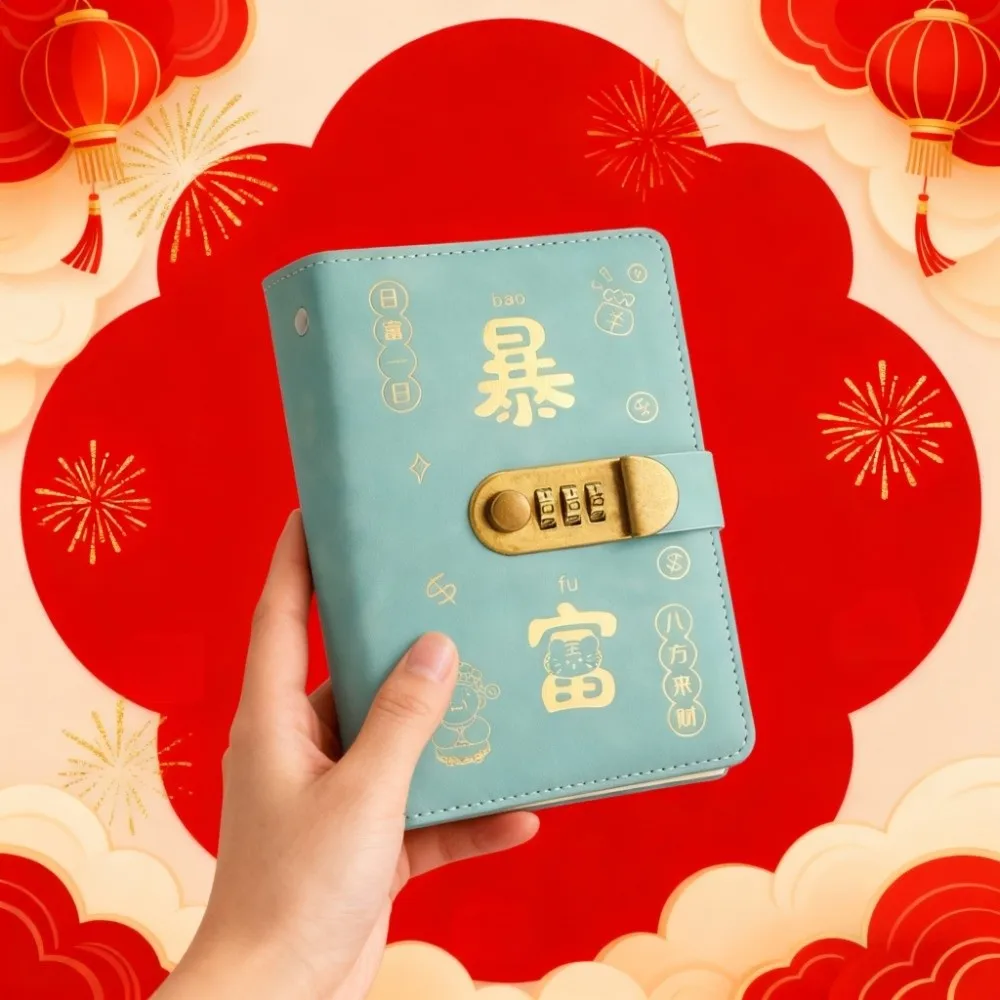 PU Leather Money Saving Book Large Capacity Reusable Money Saving Challenge Book Waterproof Coded Lock Money Storage Bag Ledger