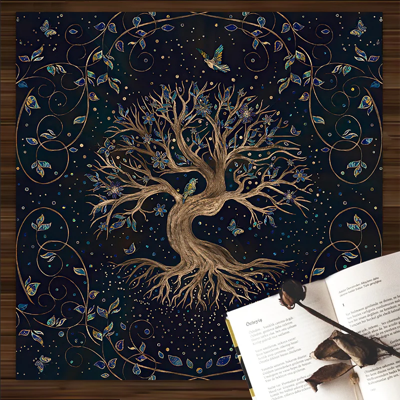 Home Decor2023 tree of life tarot card tablecloth altar cloth pagan pendulum witchcraft astrology oracle  mat for room 85x85