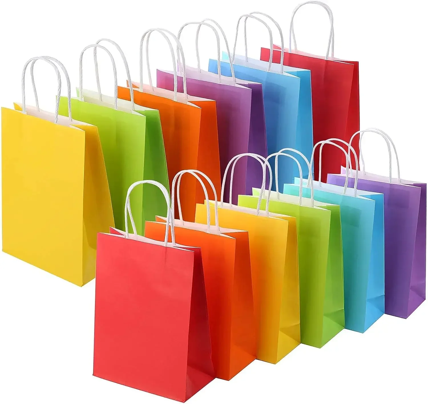 12pcs Small Kraft Paper Bag with Handles Festival Gift Bag High Quality Candy Shopping Bags