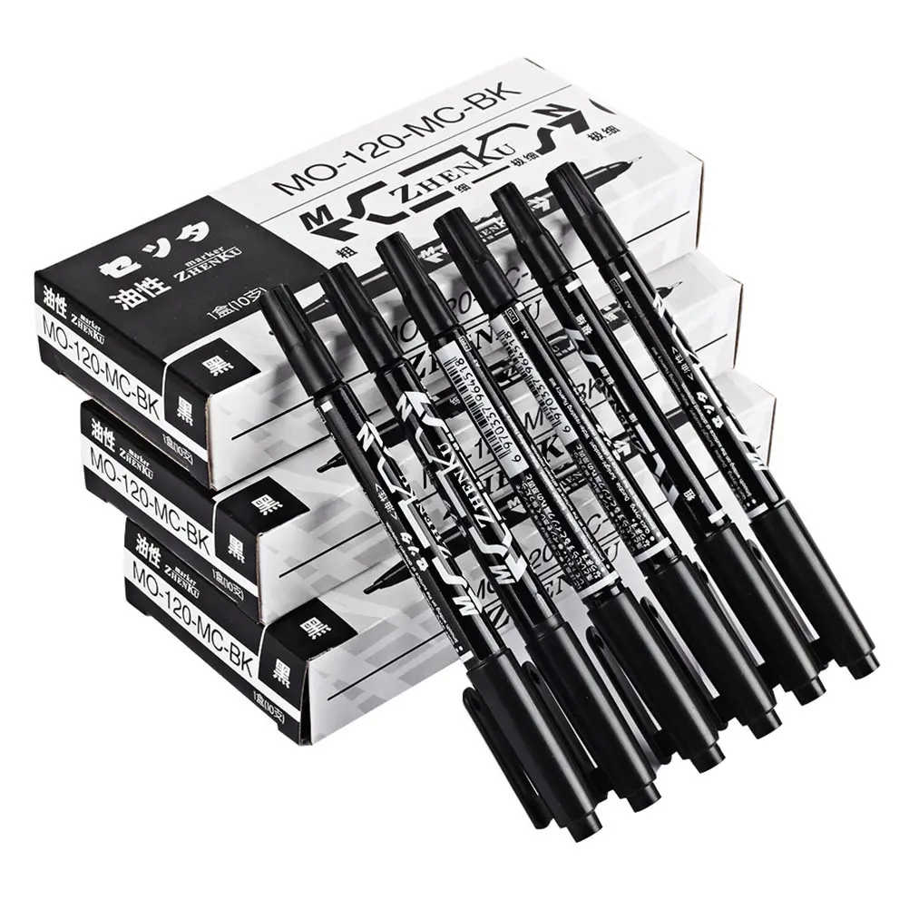 

10Pcs Dual Tip Marker Pen Water Based Ink Double Heads Fine Thick Tattoo Piercing Pen Oil Ink Painting Pencile