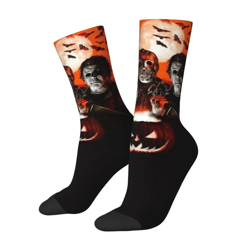 Horror Movie Killer Dress Socks for Men Women Warm Funny Novelty Halloween Film Crew Socks