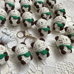 5pcs New Mini Cute Bear Cat Doll Crochet Keychain Handmaking Knitting Keyrings For Bag Pendant Knitted Panda Keychain Wholesale