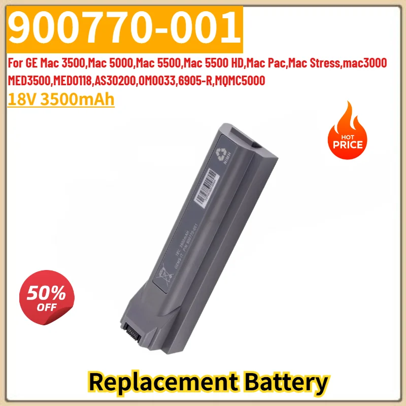 

High Quality Replacement Battery 18V 3500mAh For GE Mac 3500,Mac 5000,Mac Pac,Mac Stress,mac3000,Mac 5500,Mac 5500 HD,900770-001