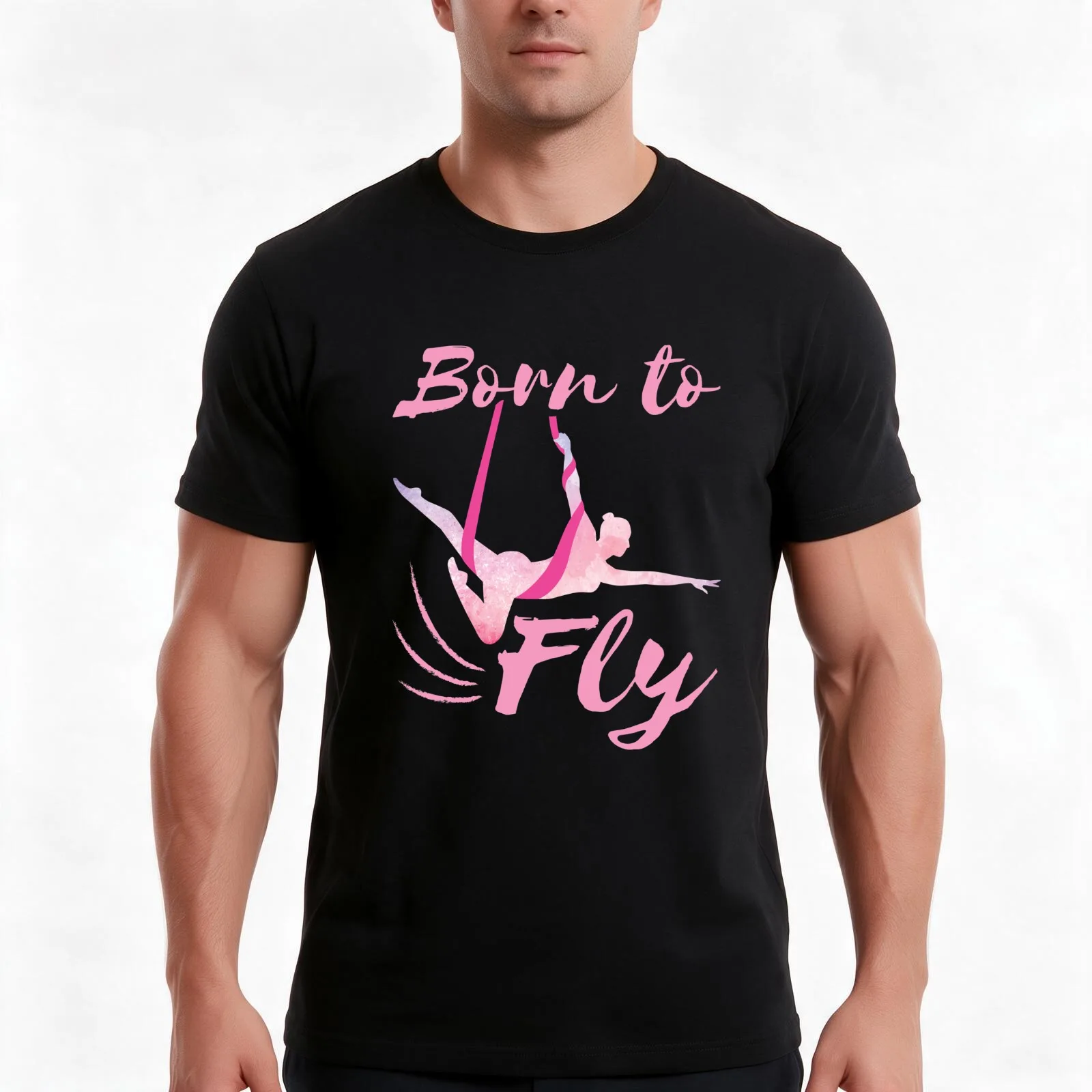 Aerial Yoga Silks Born to Fly T-Shirt, Summer Casual Cotton Tee, Oversized Streetwear Tops, Vintage Graphic Print, 100% Cotton