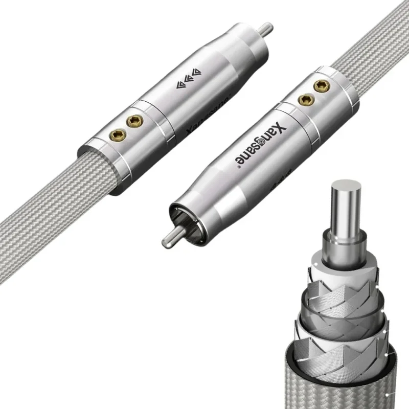XS-Audio Pure Silver Coaxial Cable 75Ω with Rhodium Plug Cable Output SPDIF Digital Decoding TV Amplifier