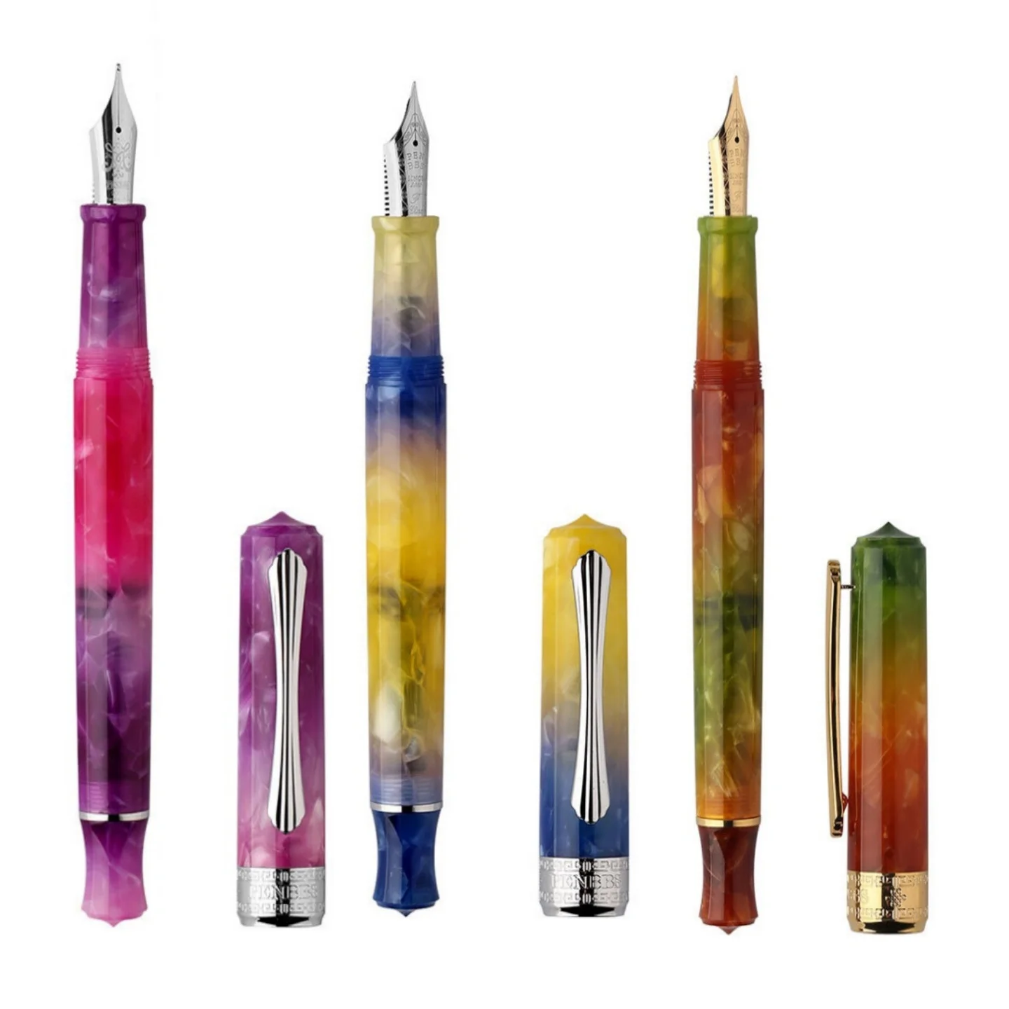 PENBBS 470 Fountain Pens Pull Type Vacuum Ink Suction Writing Pen Creative Color Acrylic Material Adult Student Practice Pen 35#