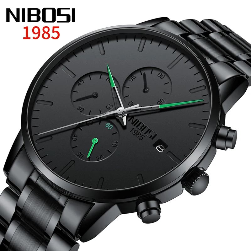 

NIBOSI Brand New Fashion Chronograph Quartz Watch for Men Luxury Stainless Steel Waterproof Sport Watches Mens Relogio Masculino