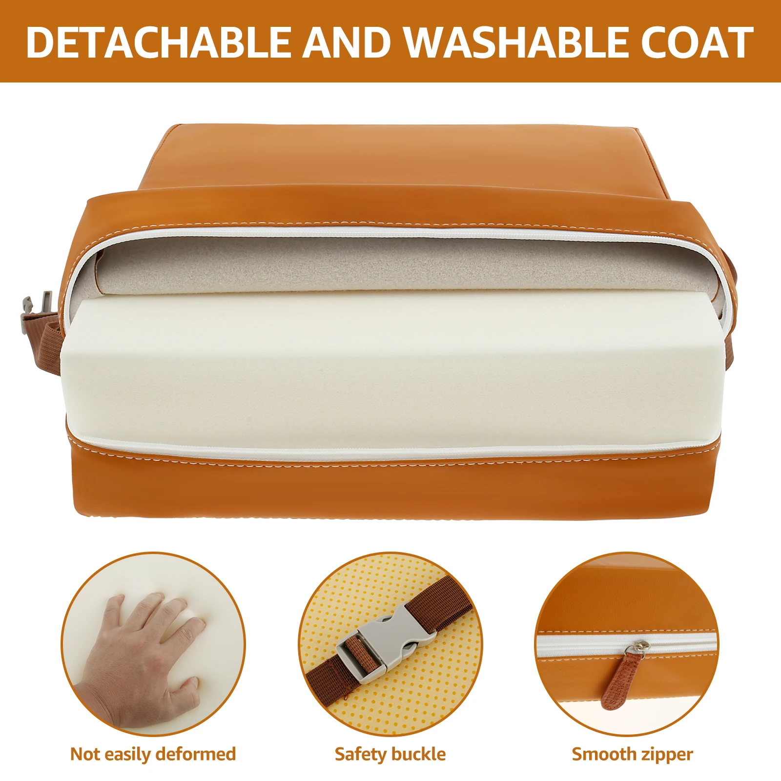 مقعد معزز مانع للانزلاق للأطفال الصغار ، وسادة كرسي جلد قابلة للتنفس ، مشبك أمان ، رغوة عالية الكثافة ، وسادة مقعد للأطفال #4