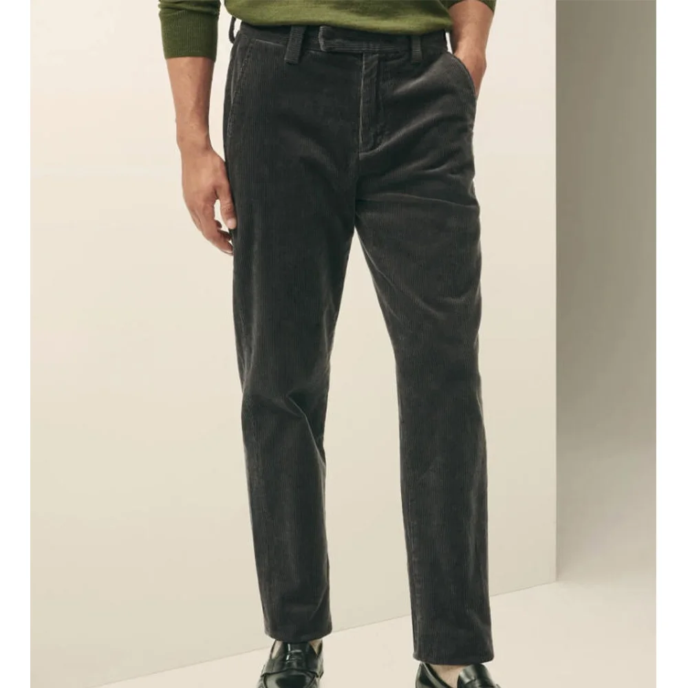 رجل المخملية فستان بتصميم بدلة السراويل بلون شقة الجبهة مدبب بنطلون سليم صالح موضة مريحة للتنفس الرجال السراويل #5