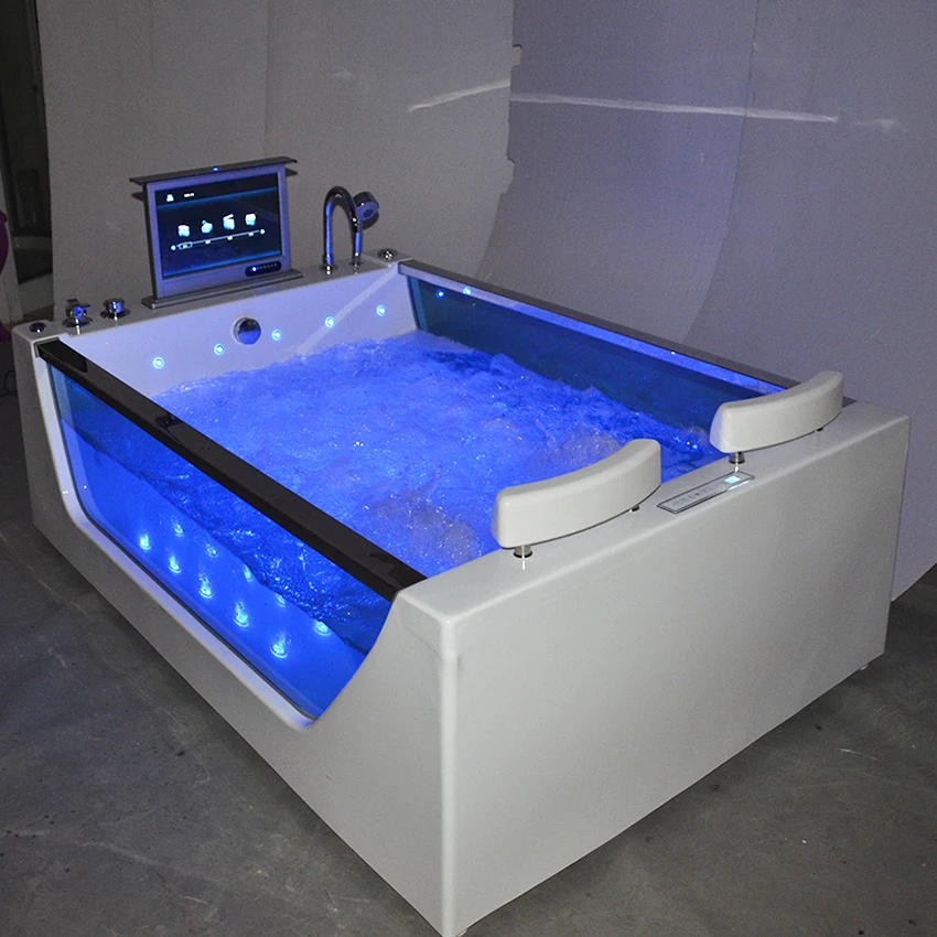 

2 Glass Panel Whirlpool Tub Spa Bathtubs Exterieur Whirlpool Jaccuzy With Screen Remote Control On Phone Acrylic Hot Bath