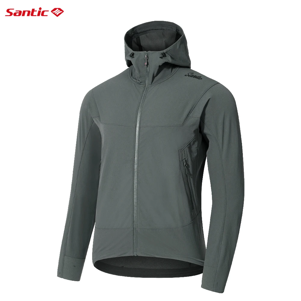 Santic Men's Casual Jacket Spring Autumn Woven Windbreaker Outdoor MTB Road Windproof Reflective Hooded Cycling Jacket