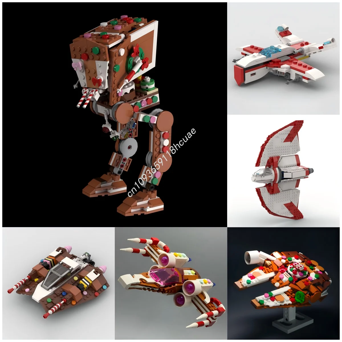 

New Gingerbread AT-ST Millennium Falcon Snowspeeder Rebel Fighter Model Building Blocks Diy Assembly Toys Kids Christmas Gifts