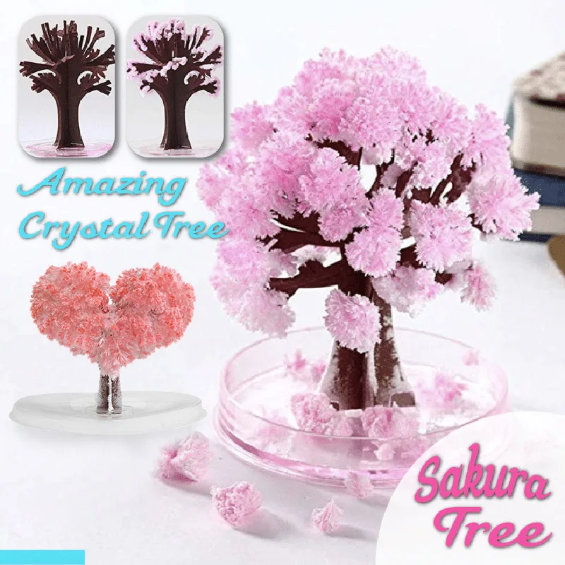 Mini DIY Growing Tree Paper Sakura Crystal Trees Desktop Cherry Blossom Toys Paper Tree Gift Novelty Toy Exploring Science