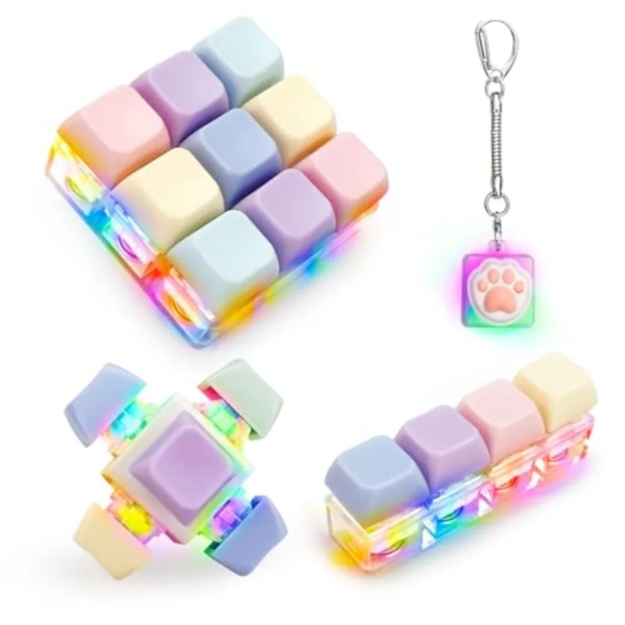 

4 PCS Keyboard Fidget Toy, Fidget Clicker Keyboard Fidget Keychain Decompression Toys Fidget Stress Relief Gifts for Adult to R