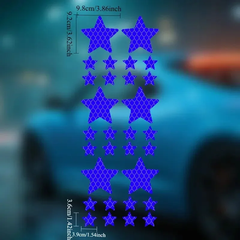 30Pcs Meteor Shaped Reflective Safety Alert Stickers Self-Adhesive Decals for Nighttime Driving