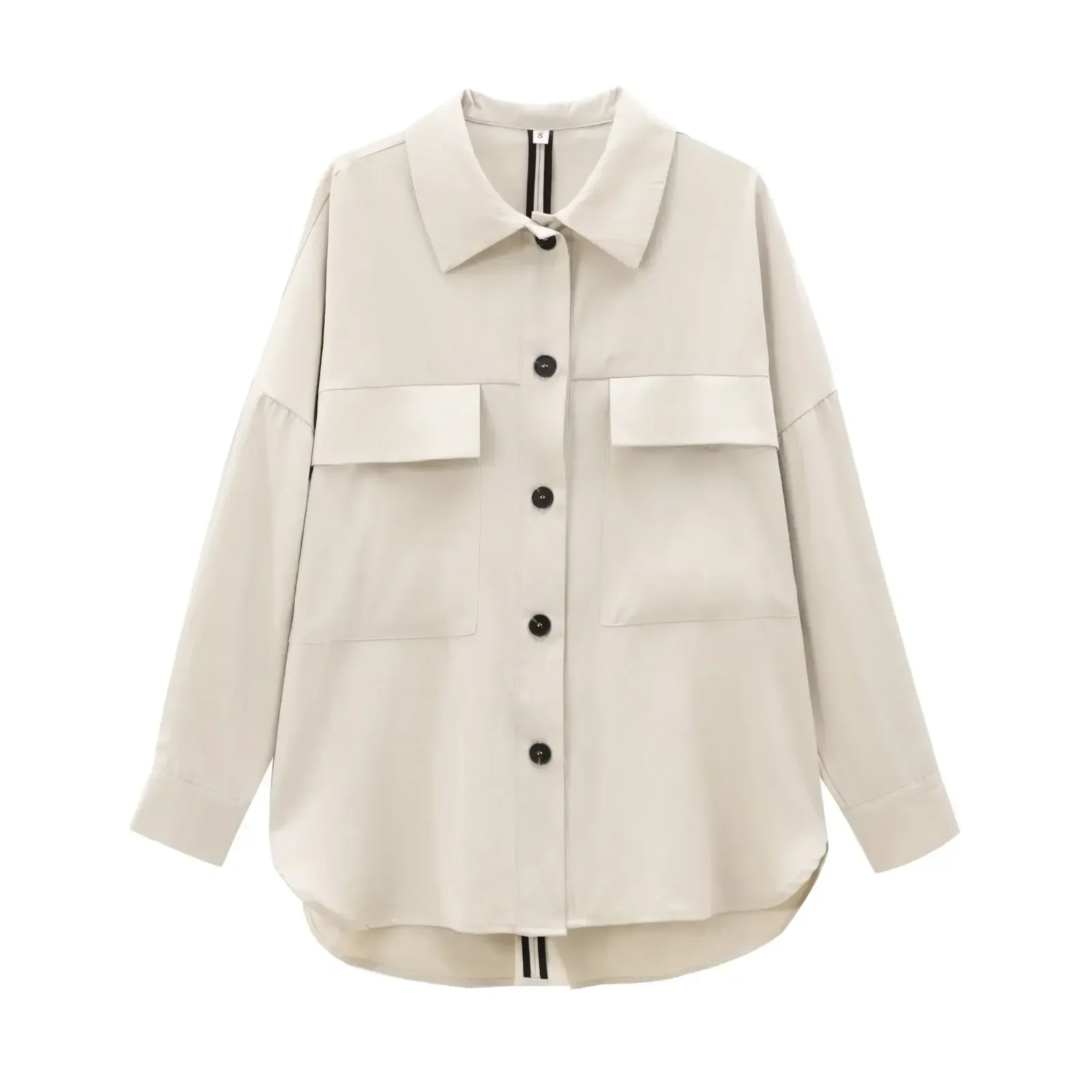 

Женская Асимметричная рубашка с карманами и откидным карманом, свободная Асимметричная рубашка в стиле ретро, женская рубашка на пуговицах с длинным рукавом, новинка 2024