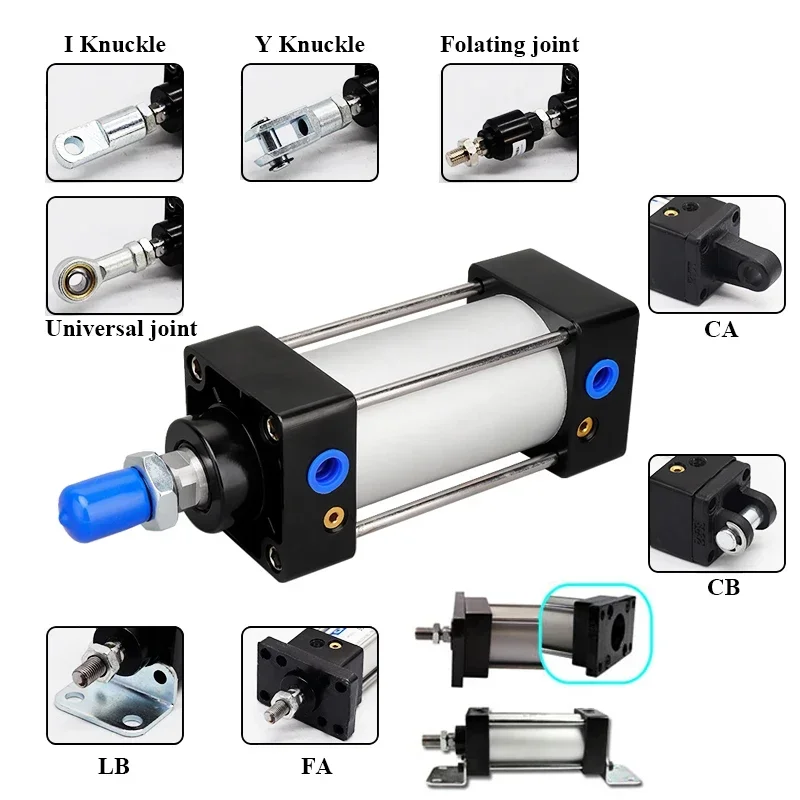 Seria SC I/Y/U/F/CA/CB/LB/FA Otwór 32 mm/40 mm/50 mm/63 mm/80 mm/100 mm/125 mm 160 mm Akcesoria do siłowników pneumatycznych